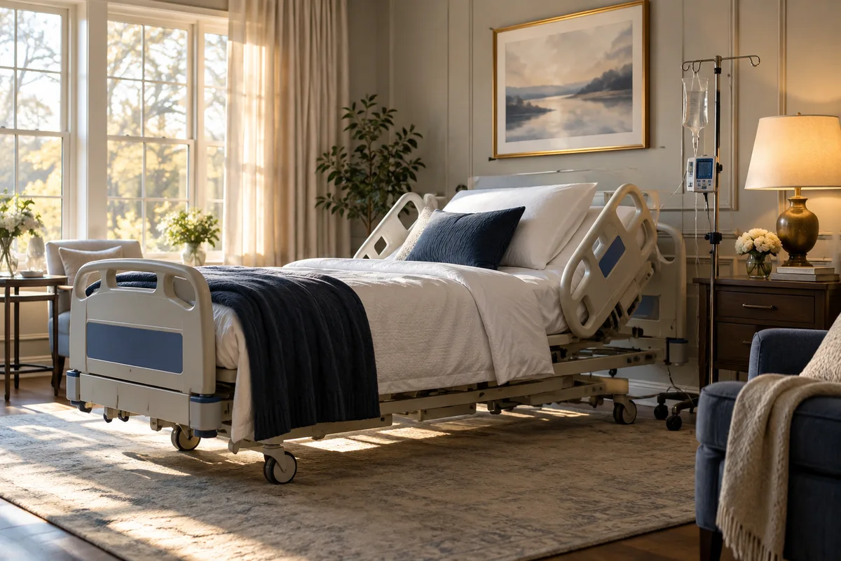 Imagem ilustrativa: Leito hospitalar instalado em ambiente domiciliar